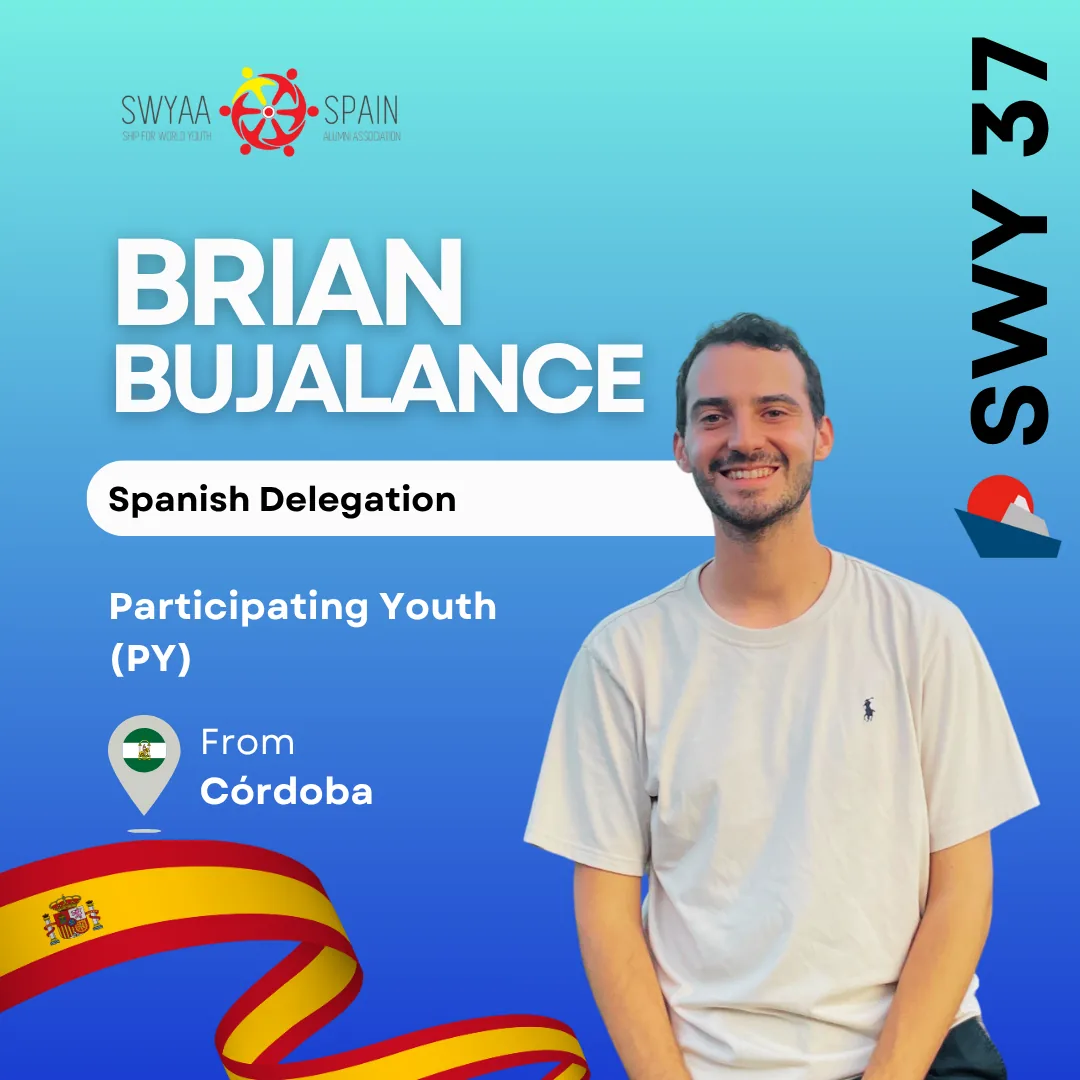 Introduction card for Brian Bujalance, participating youth of the Spanish SWY37 delegation (Córdoba)