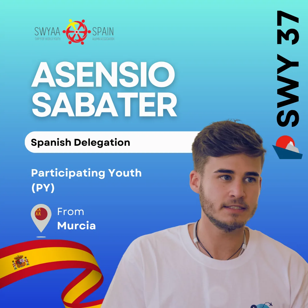 Introduction card for Asensio Sabater, participating youth of the Spanish SWY37 delegation (Murcia)