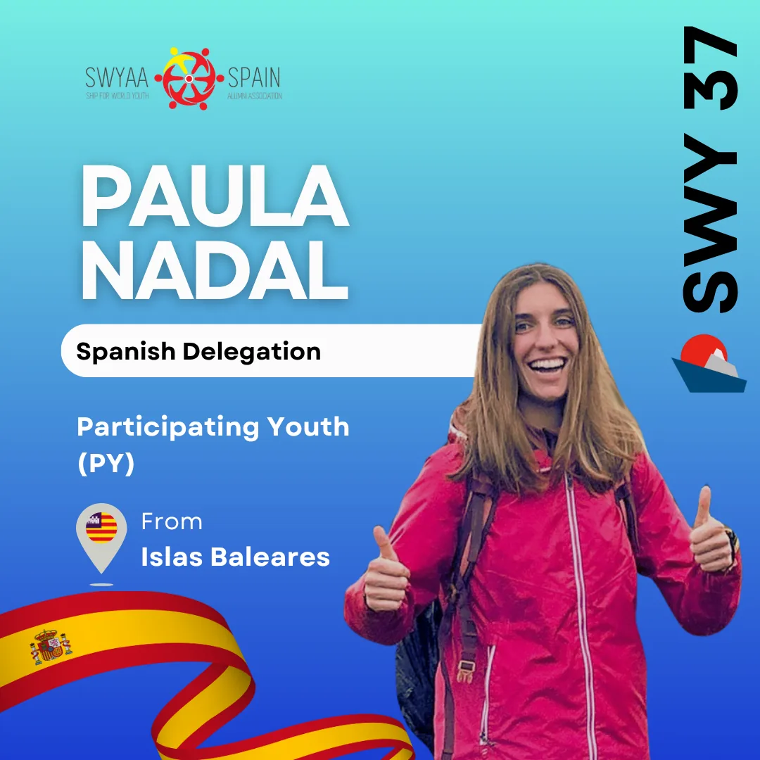 Introduction card for Paula Nadal, participating youth of the Spanish SWY37 delegation (Balearic Islands)