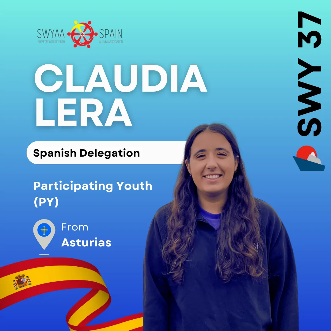 Introduction card for Claudia Lera, participating youth of the Spanish SWY37 delegation (Asturias)